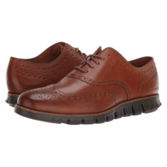 Cole Haan Zeroguard Wingtip Oxford British Tan Leather Java Sole Lace Up - Picture 1 of 16